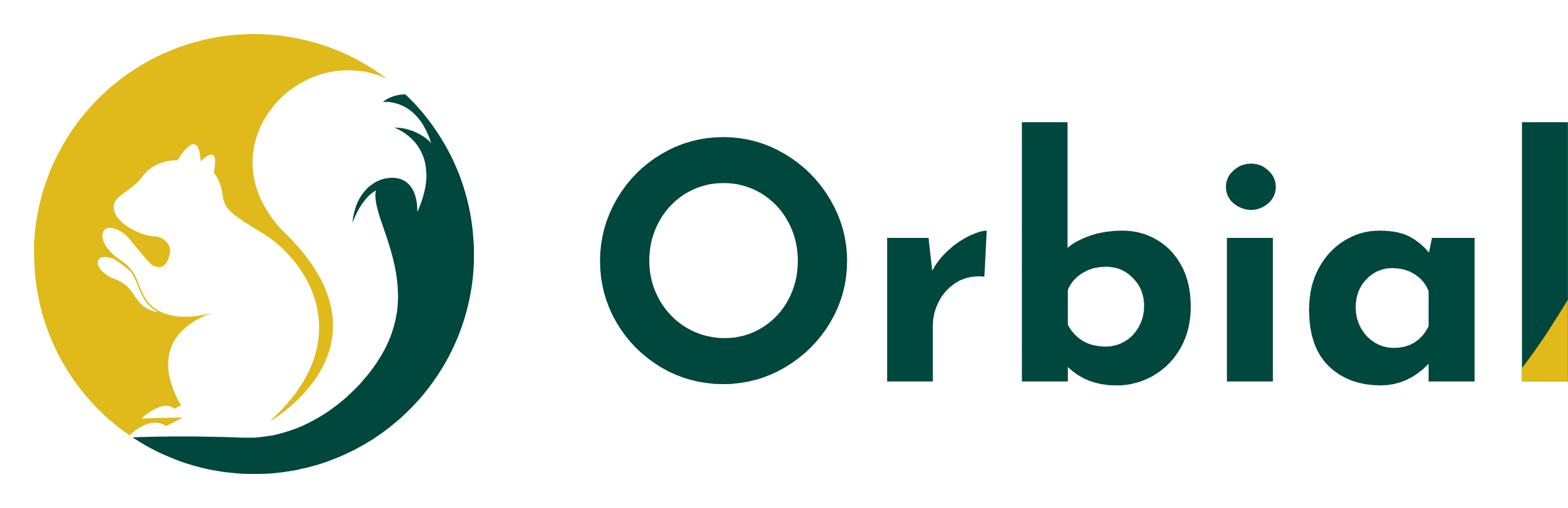 Logo Orbial alongé écrit en vert foncé sur fond transparent