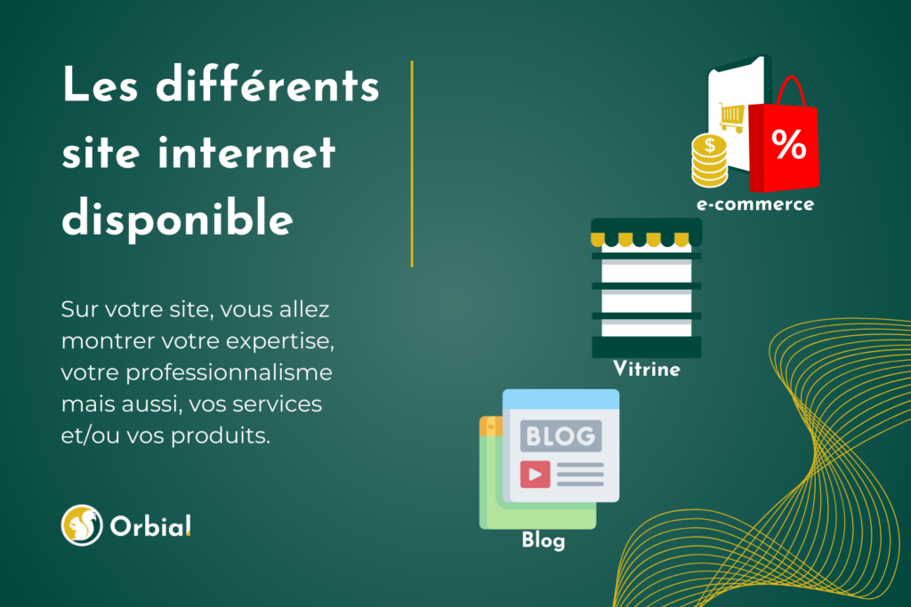 pourquoi faire un site internet
Les différents site internet disponible
Sur votre site, vous allez montrer votre expertise, votre professionnalisme  mais aussi, vos services et/ou vos produits.
Logo Orbial